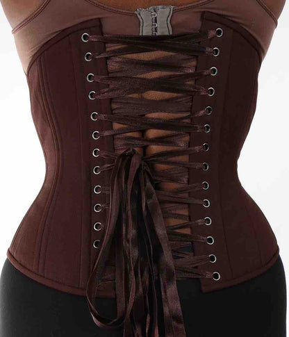 The Cotton Shapewear Mid Length Underbust Corset- Hourglass, rear view on model.