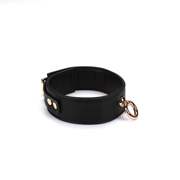 Black Vegan Leather Collar Close up 