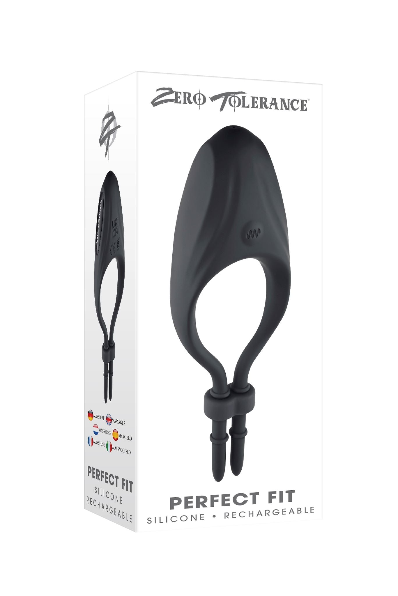 The packaging for the Perfect Fit Vibrating Cock Ring.