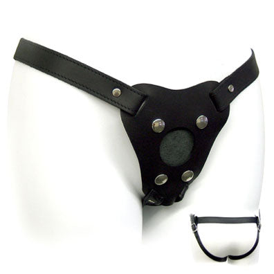 Black Leather Dildo Harness