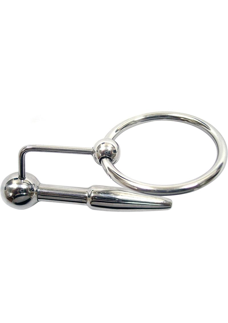 Rouge Urethral Stainless Steel Probe & Cock Ring - Silver