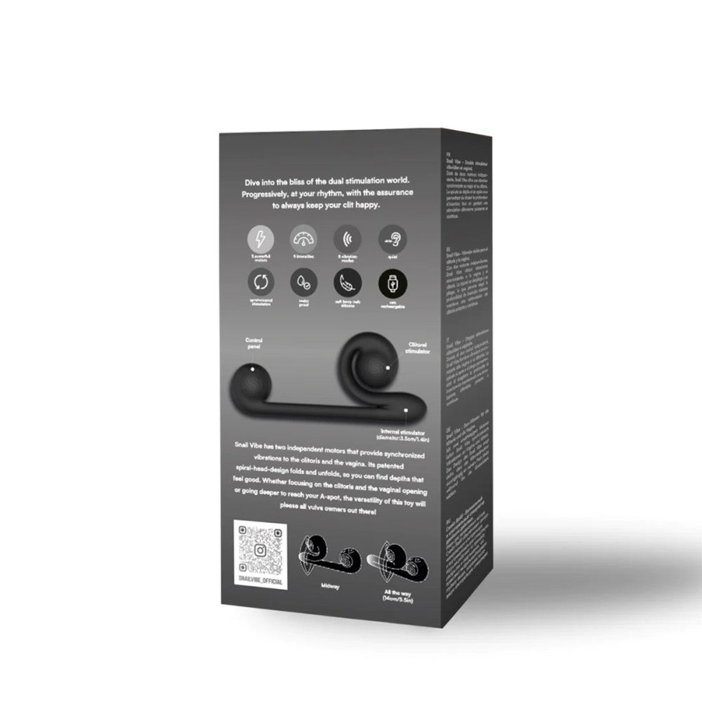 The back of the packaging for the black Snail Vibe.