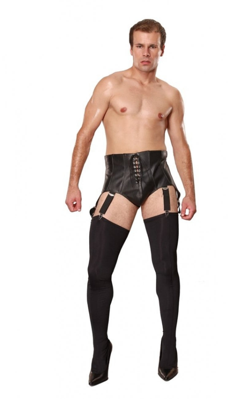 Leather Man Girdle with Garters