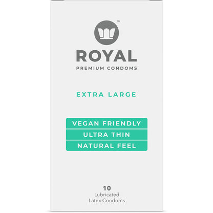 A box of 10 extra large Royal Condoms.
