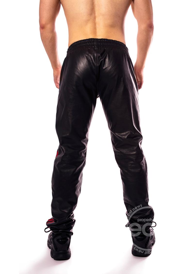 Prowler RED Leather Joggers - Black/Red