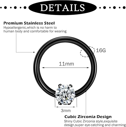 16 Gauge Assorted Septum Rings