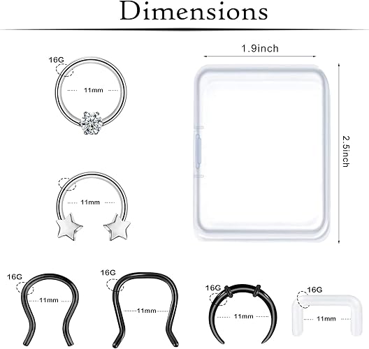 16 Gauge Assorted Septum Rings