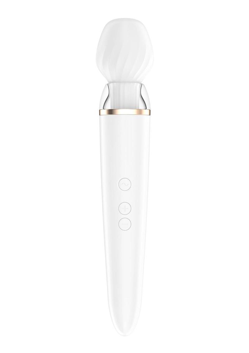 Double Wand-er Rechargeable Silicone Waterproof Massager with Attachments