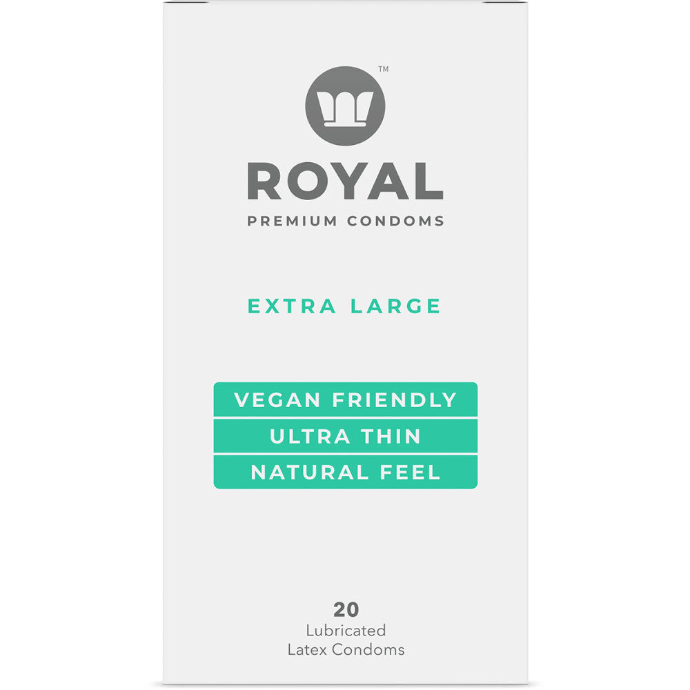 A box of 20 extra large Royal Condoms.