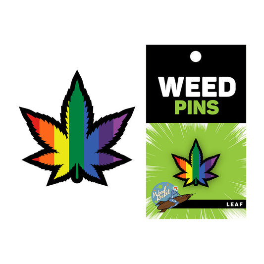 WoodRocket Weed Pin Rainbow Marijuana Leaf