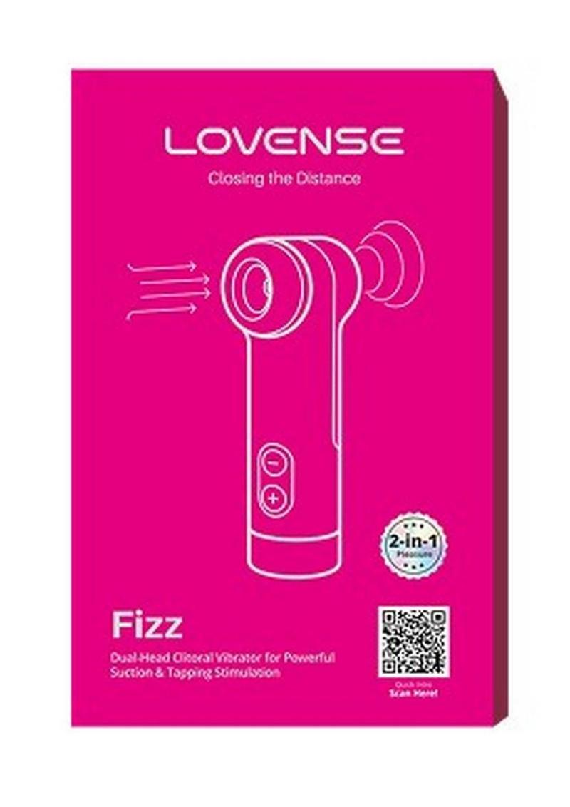 Lovense Fizz Dual-Head Rechargeable Silicone Clitoral Stimulator with Oral-Like Suction & Tapping - Pink/White