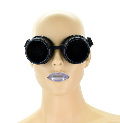 The Blackout Blind Goggles on a mannequin head, front view.