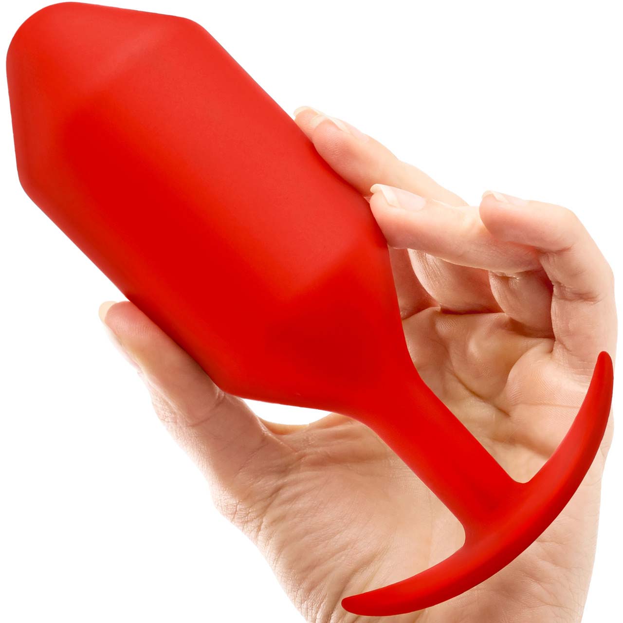 Size 6XXL red B-Vibe Snug Plug.