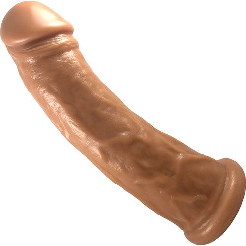 The left side of the caramel Gambler Dildo.