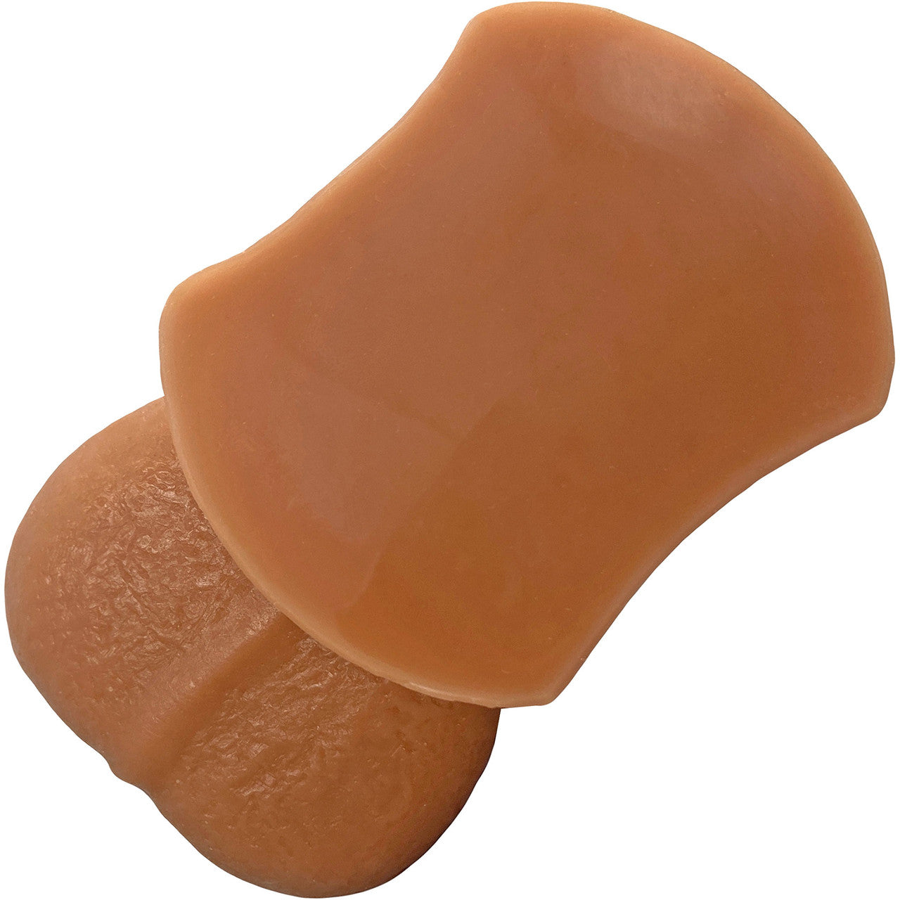 The base of the caramel Goodfella Vixskin Pack n Play Dildo.