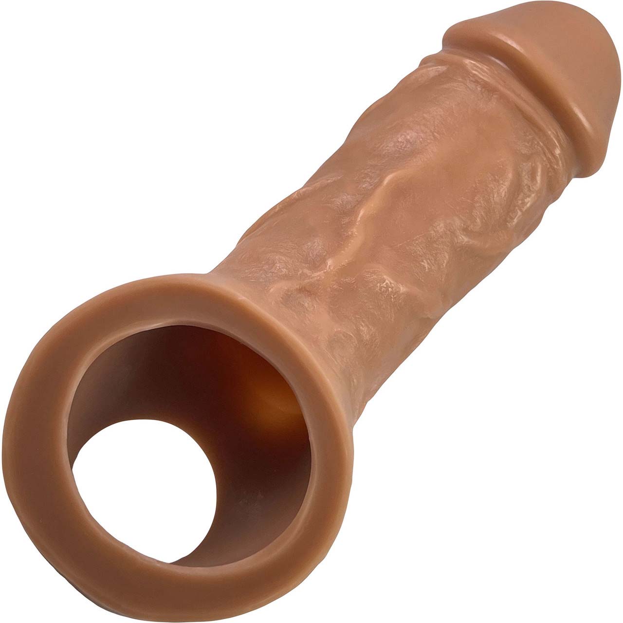 The front of the caramel Holster Vixskin Extender Dildo.