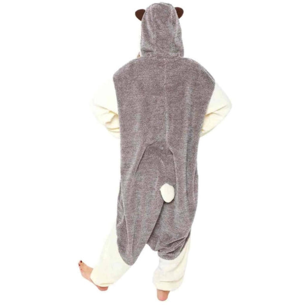 Model wearing hedgehog Kigurumi, rear view.