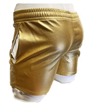 Knobs by Ryan Hill San Francisco Metallic Faux Leather Shorts - Gold -Size Large