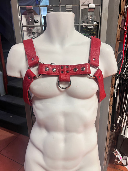 Genuine Leather Bulldog Harness with Detachable Center Strap