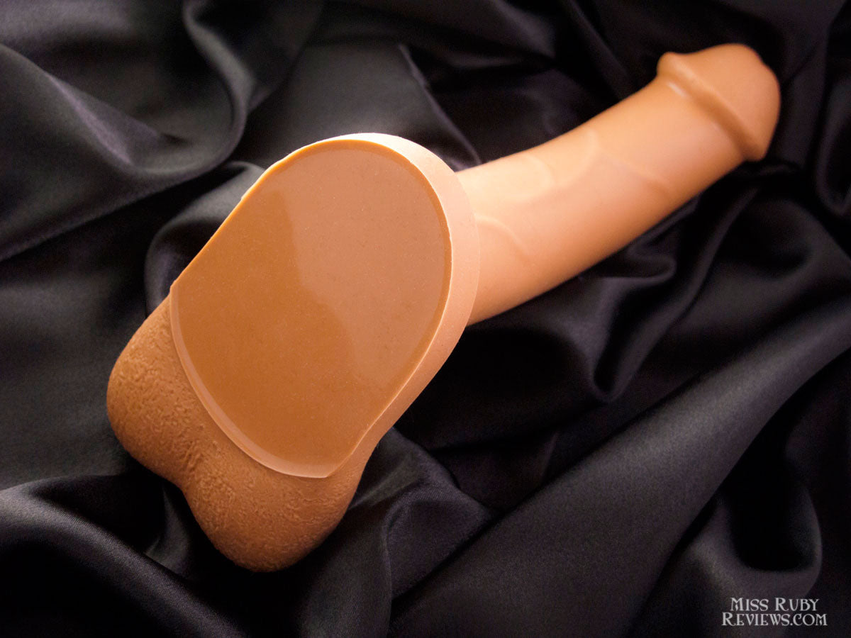The underside of the light Admiral Dual Density Dildo.