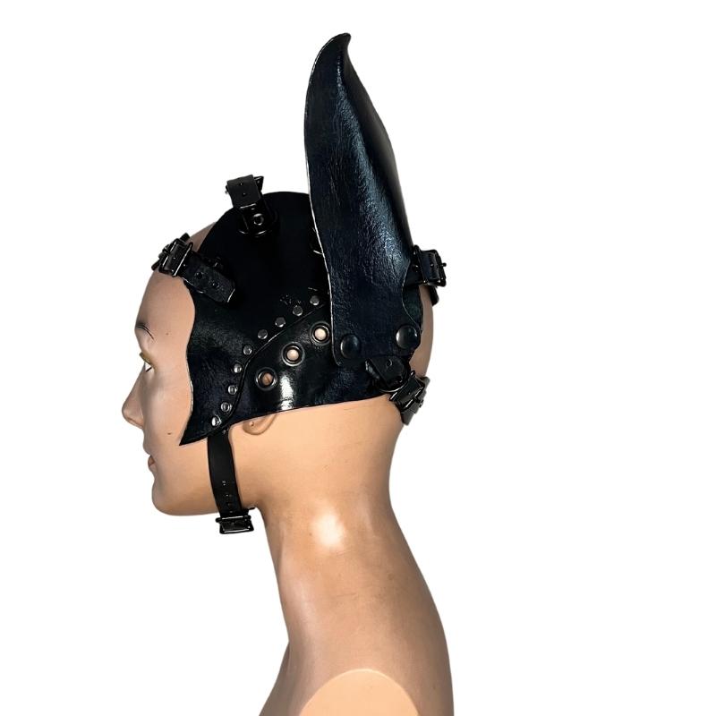 The left side of the black and pink Kitty Head Harness.