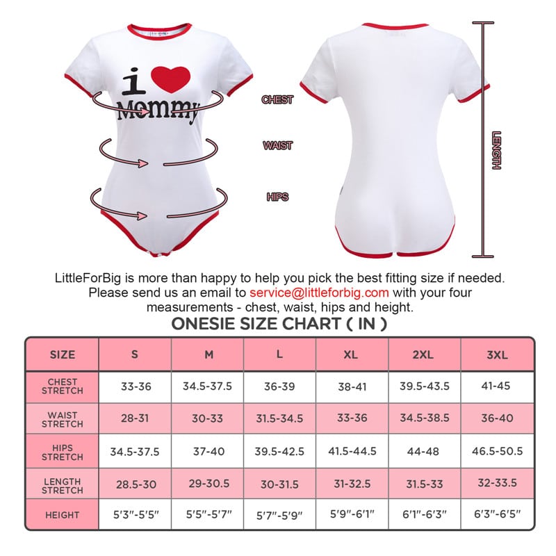 I❤Mommy Onesie Bodysuit size chart