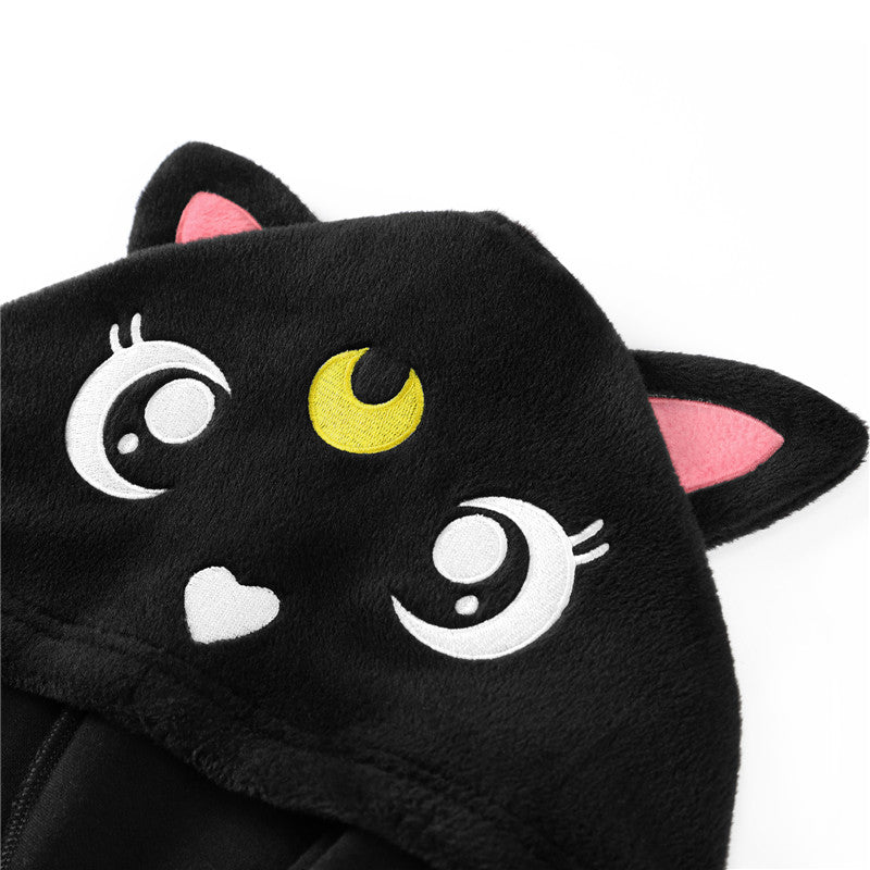 Little for Big Black Cat Luna Onesie Bodysuit