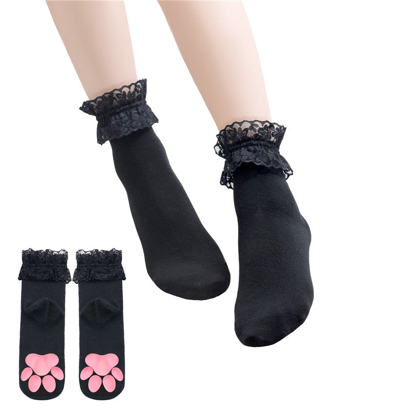 3D Paw Pad Frilled Socks