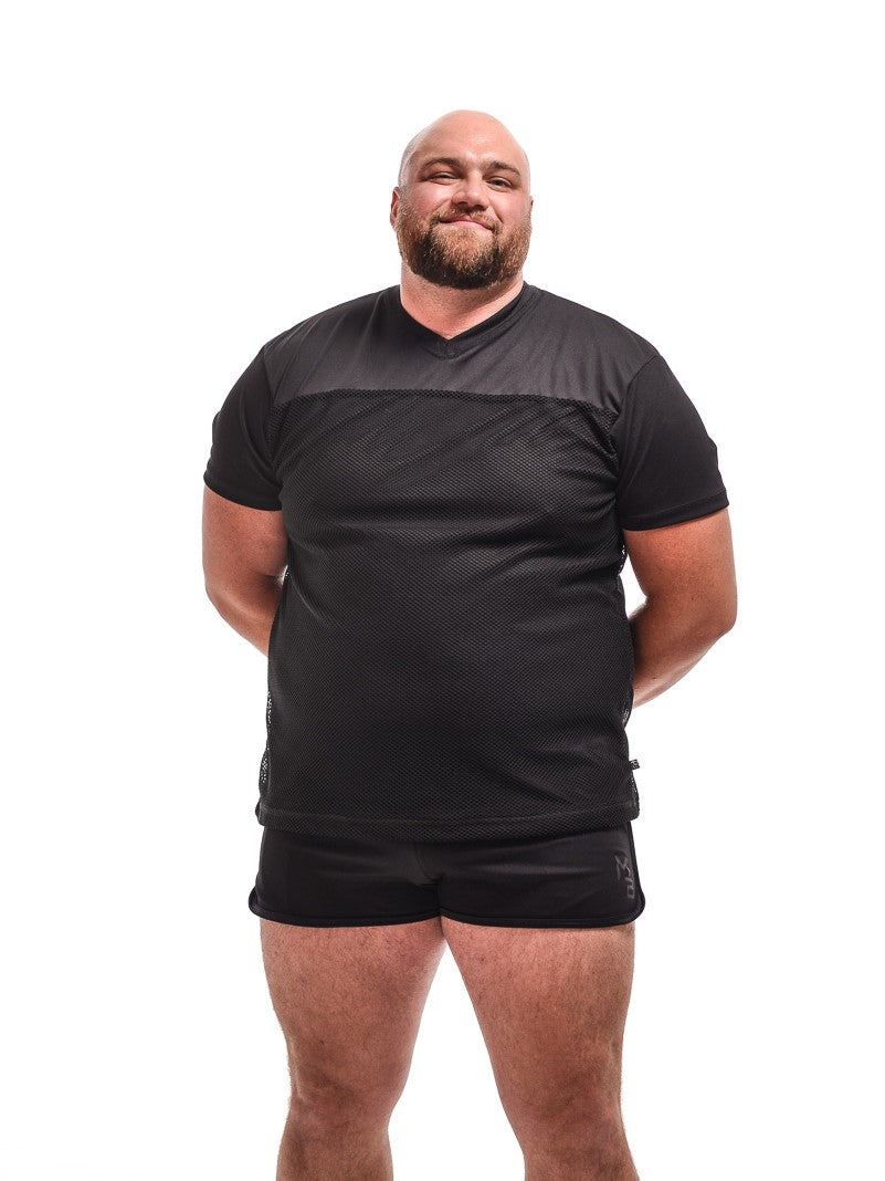 Fishnet Football Shirt front view on big and tall model