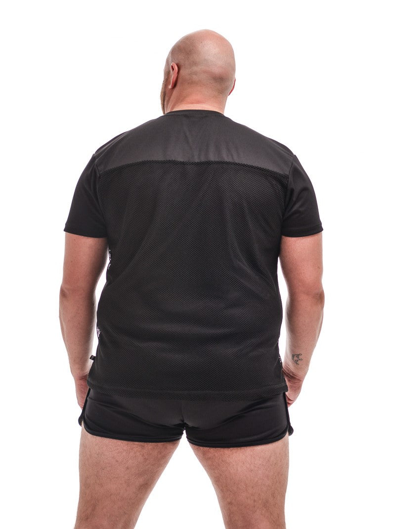 Fishnet Football Shirt back view on big and tall model
