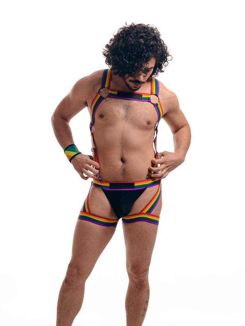 Pride Sport Mesh Jockstrap front view on model