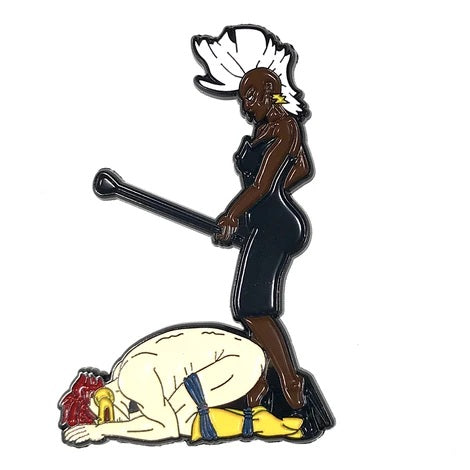 Mistress Storm Geeky and Kinky Comic Book Pin.