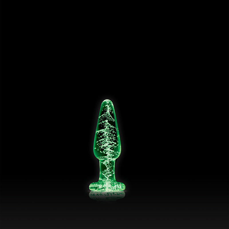 The medium  tapered Firefly Glow in the Dark Glass Anal Plug.