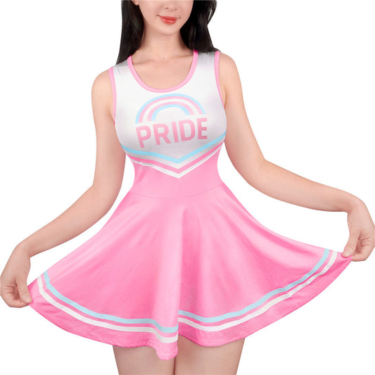 Pride Cheer Mini Dress on Model. Front View