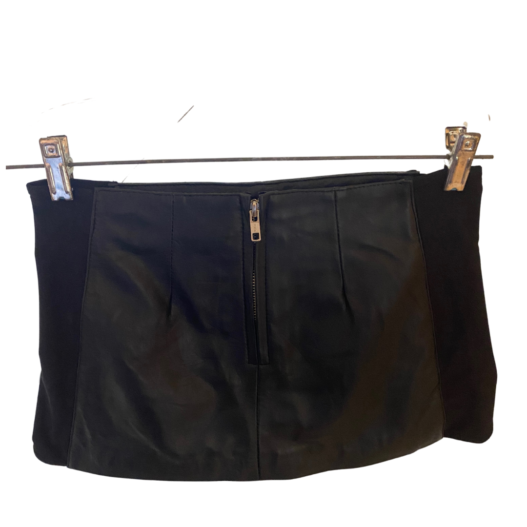 Micro Mini Leather Skirt with Spandex Panels, Size 2XL DAMAGED
