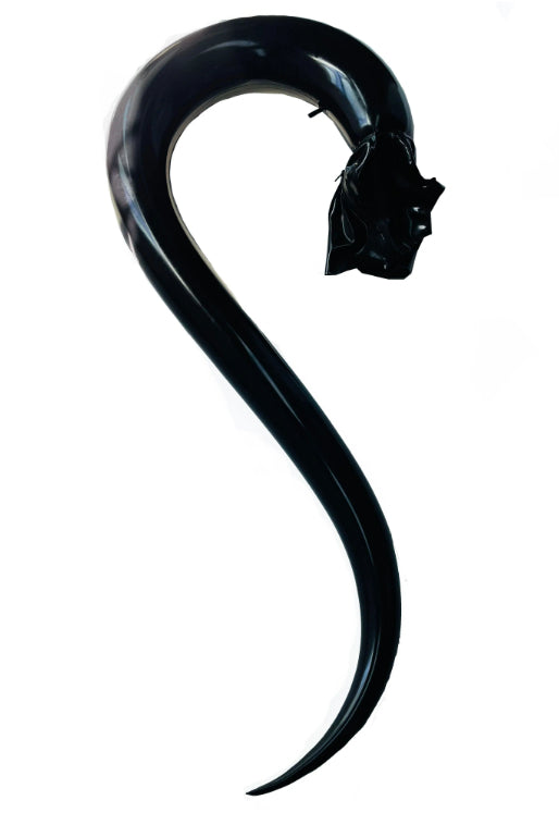 The side view of the Inflatable Single Pony Tail Latex Hood,