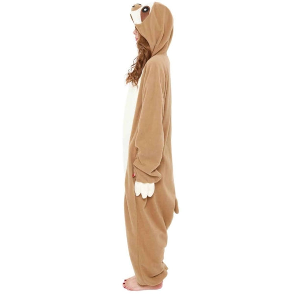 model wearing Sloth Kigurumi facing left