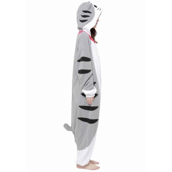 model wearing Tabby Cat Kigurumi facing right