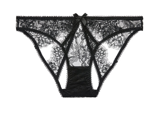 The Seduca Eyelash Lace Bikini Brief, front view.