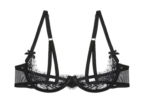 The Seduca Quarter Cup Eyelash Lace Bra, front view.