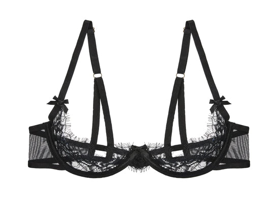 The Seduca Quarter Cup Eyelash Lace Bra, front view.