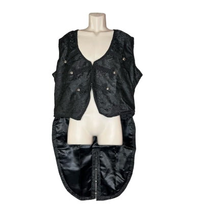 Black Rafael Brocade Long Waistcoat on Mannequin