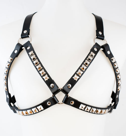 The front of the Pyramid Stud Bra Harness.