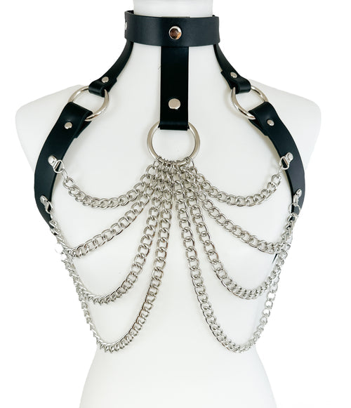 Leather and Ribcage Chain Harness