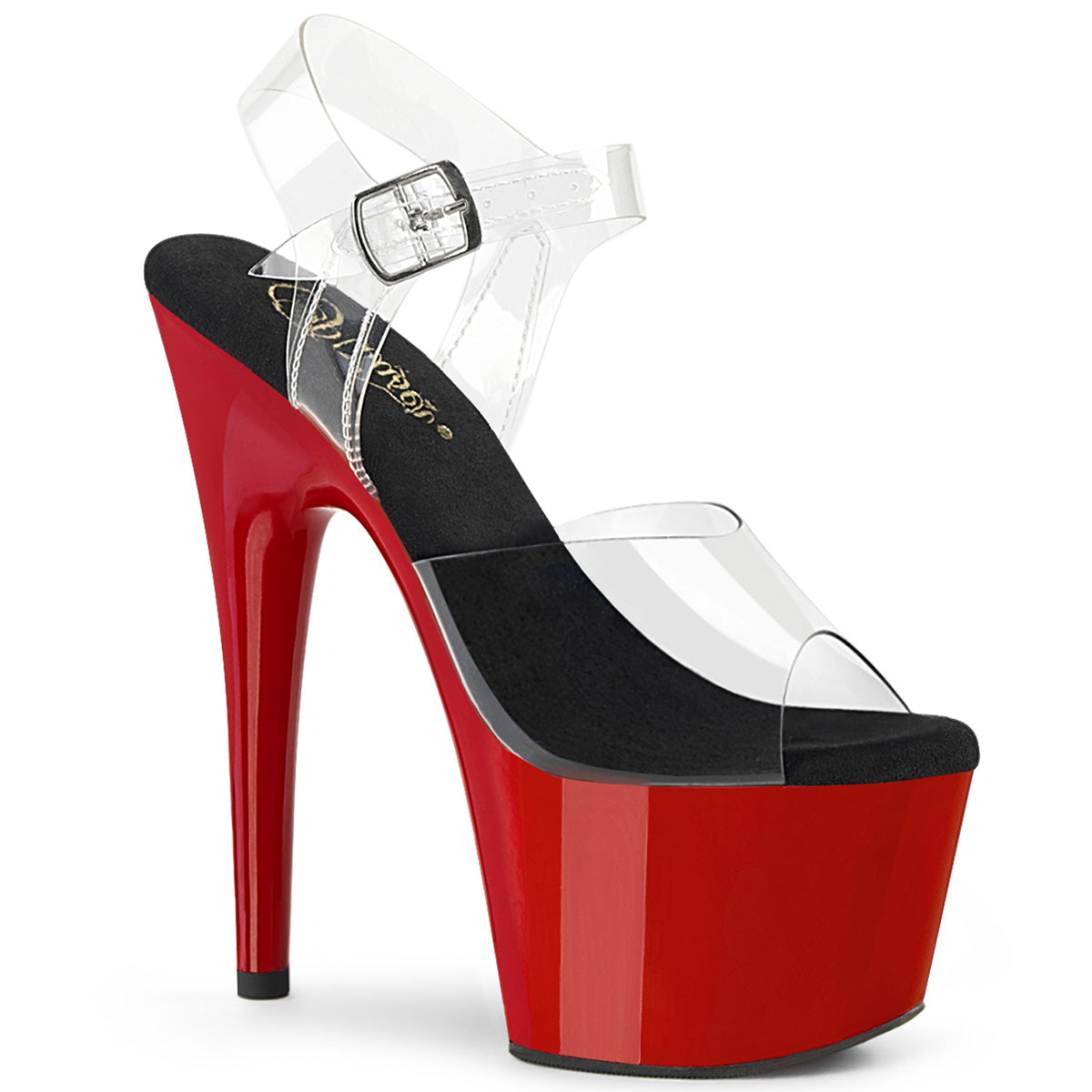 7" Adore Clear Top Ankle Strap Heels