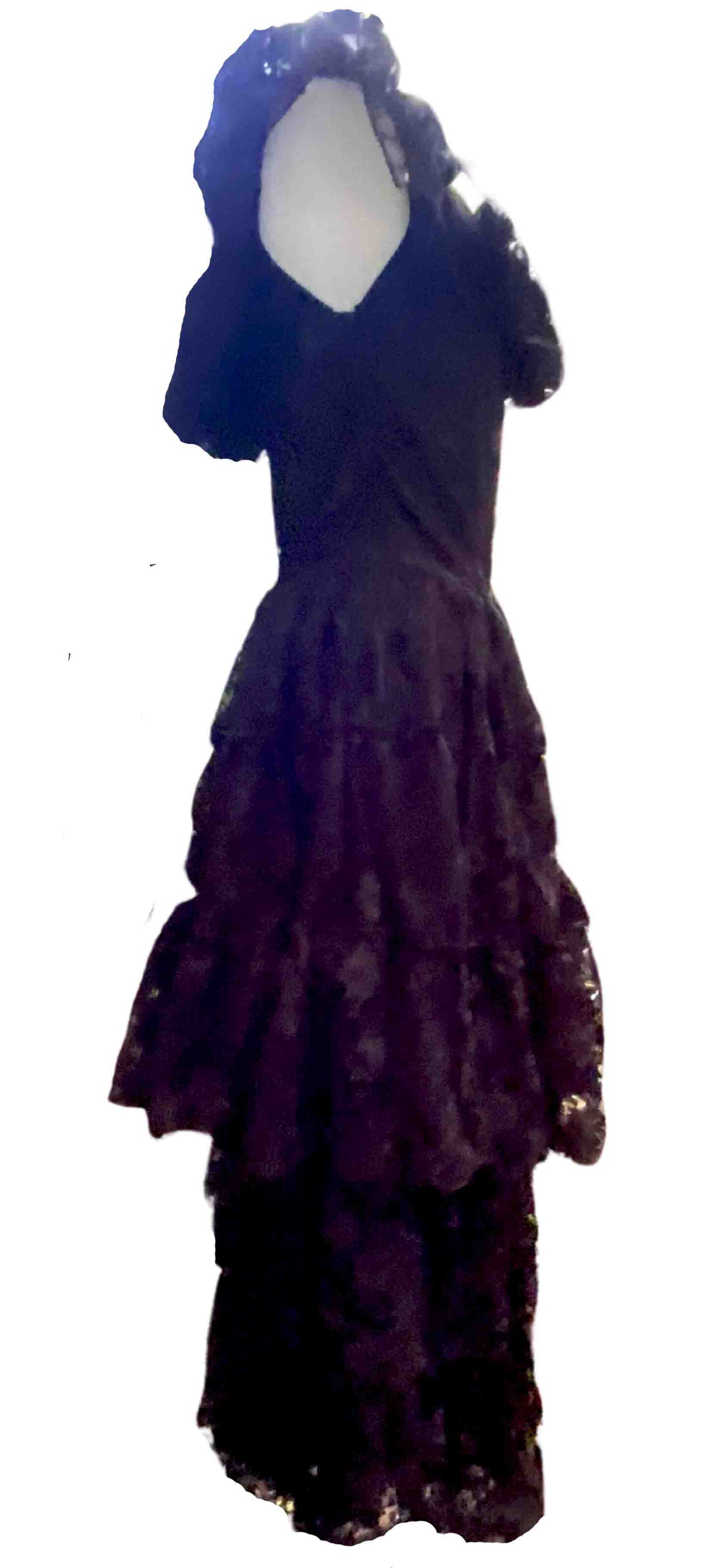 The black Lace Wednesday Off Shoulder Dress, right side view.