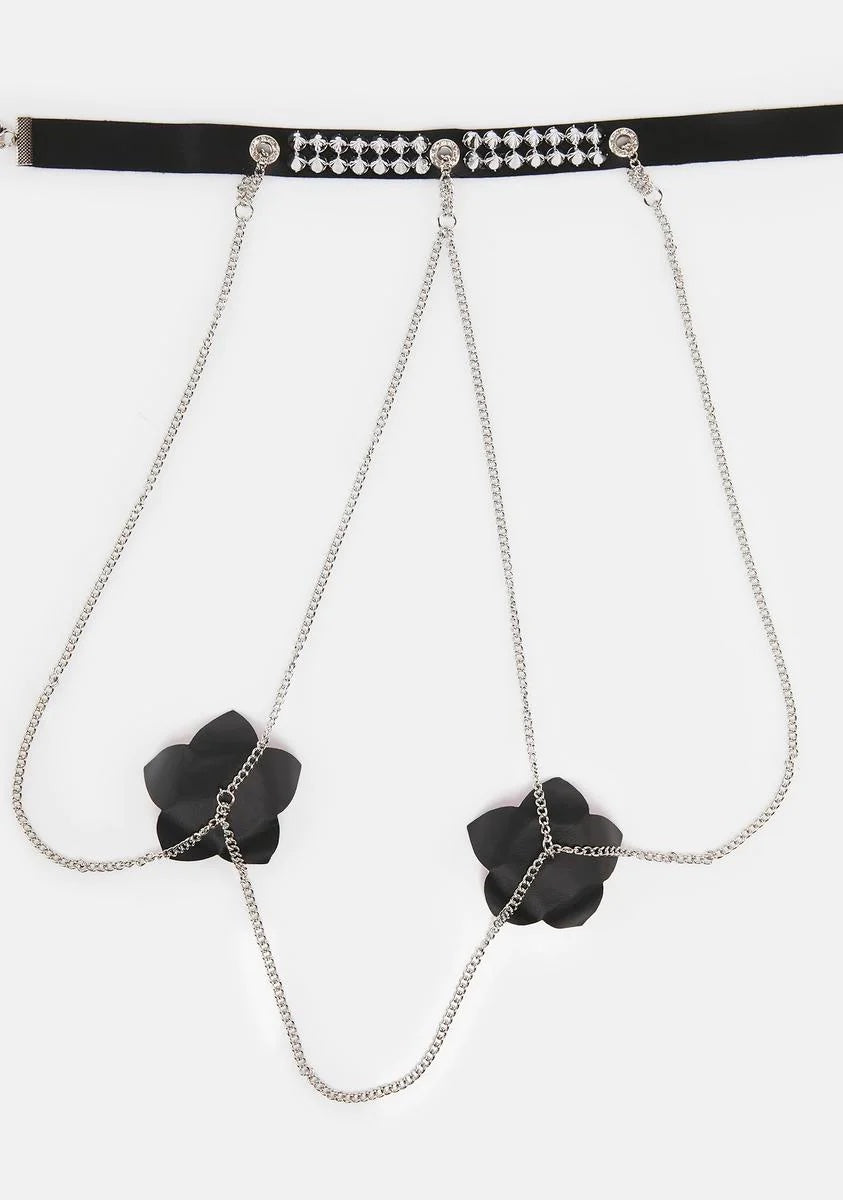The Queen of the Night Reusable Pasties with Chains laying out flat.