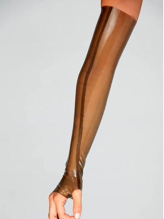Close Up Of Latex Fingerless Arm Sleeves Long On  Models Arm