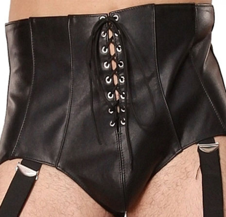Leather Man Girdle with Garters