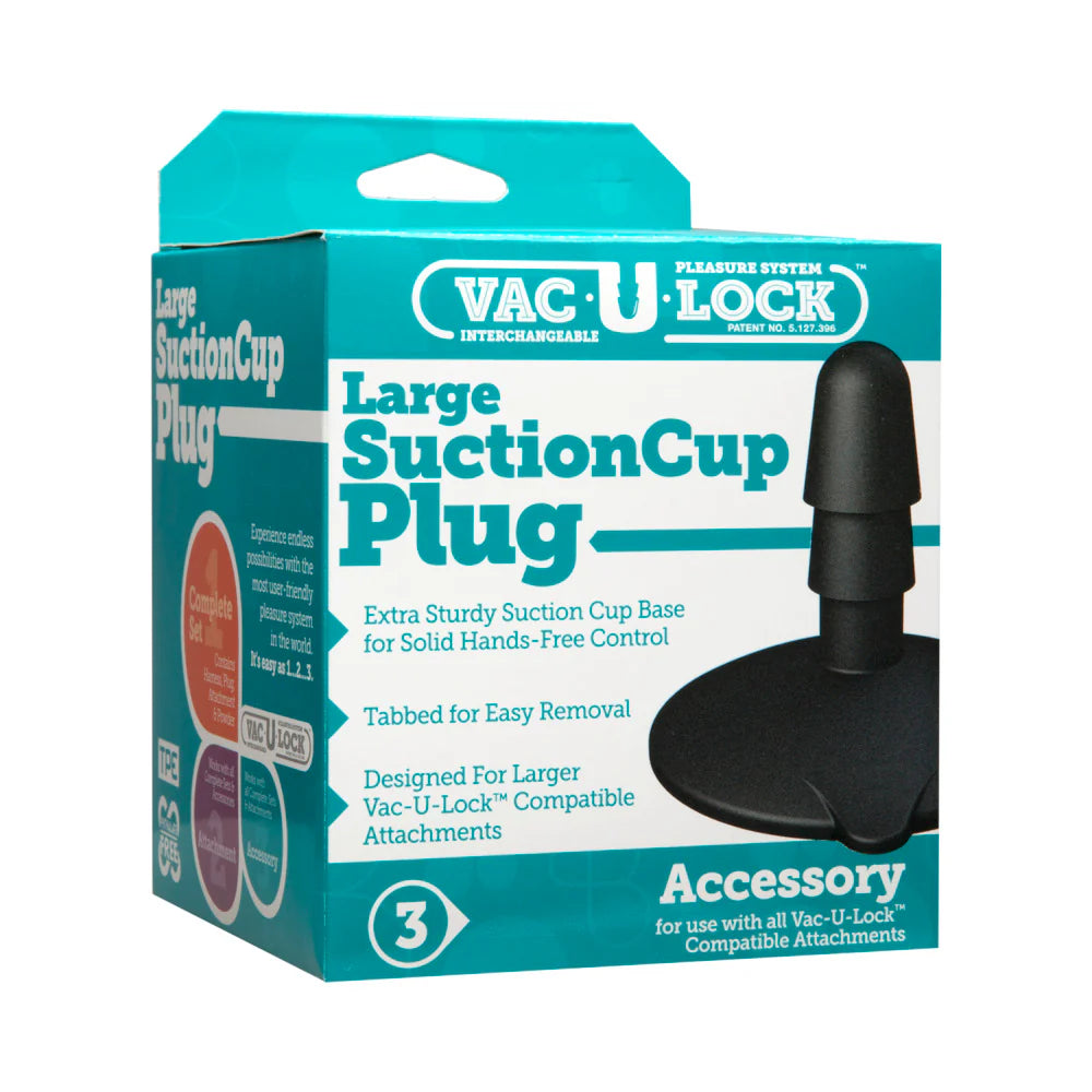 This is the jumbo version of the classic Vac-U-Lock suction cup accessory. This extra-sturdy suction cup base is specially designed for optimal use of the largest Vac-U-Lock attachments and topped with the Vac-U-Lock plug. Guarantees stable hands-free play with every attachment in the Vac-U-Lock system. The cup firmly affixes to any smooth surface, and features a molded pull tab for easy removal.